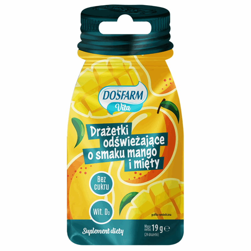 Dosfarm Vita Drażetki odświeżające o smaku mango i mięty, 19 g