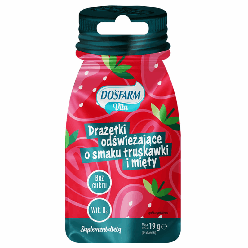 Dosfarm Vita Drażetki odświeżające o smaku truskawki i mięty, 19 g