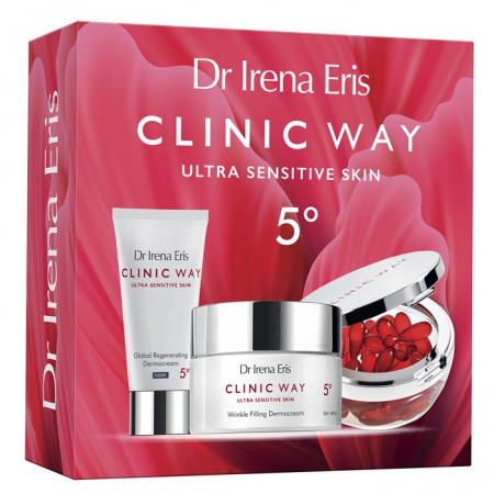 Dr. Irena Eris Clinic Way Zestaw 5: krem przeciwzmarszczkowy na dzień, 50 ml  + krem na noc, 30 ml  + dermokapsułki, 30 szt.