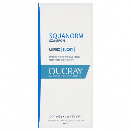 Ducray Squanorm szampon przeciwłupieżowy na łupież suchy, 200 ml
