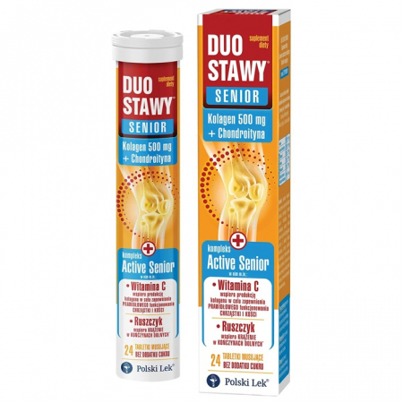 Duo Stawy Senior tabletki musujące o smaku cytrynowym, 24 szt.