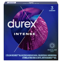 DUREX INTENSE Prezerwatywy prążkowane z wypustkami i żelem stymulującym 3 szt.