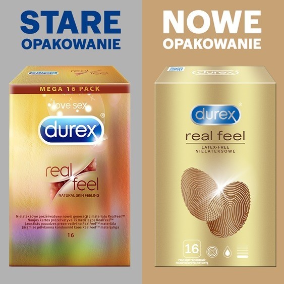 Durex prezerwatywy bez lateksu Real Feel 16 szt bezlateksowe