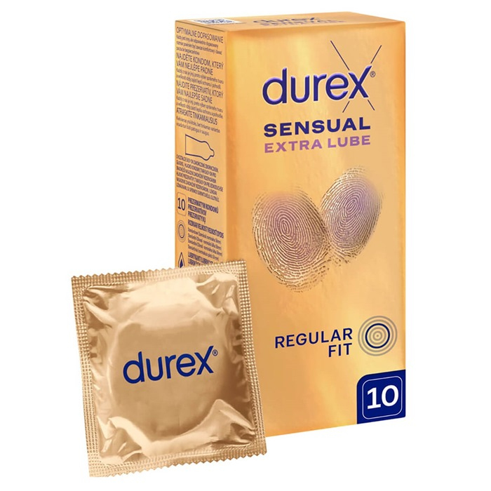 Durex Sensual Extra Lube prezerwatywy supercienkie dodatkowo nawilżane, 10 szt.