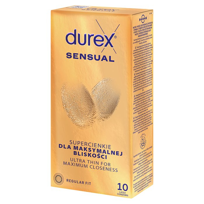 Durex Sensual prezerwatywy z naturalnego lateksu supercienkie, 10 szt.