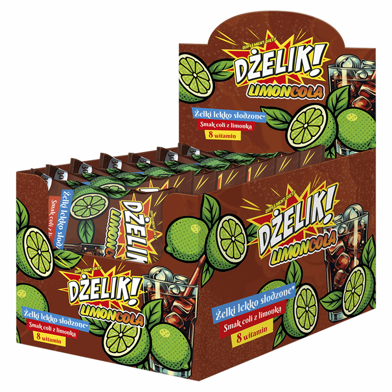 Dżelik! Limoncola Żelki lekko słodzone o smali coli z limonką, 20 szt. x 30 g