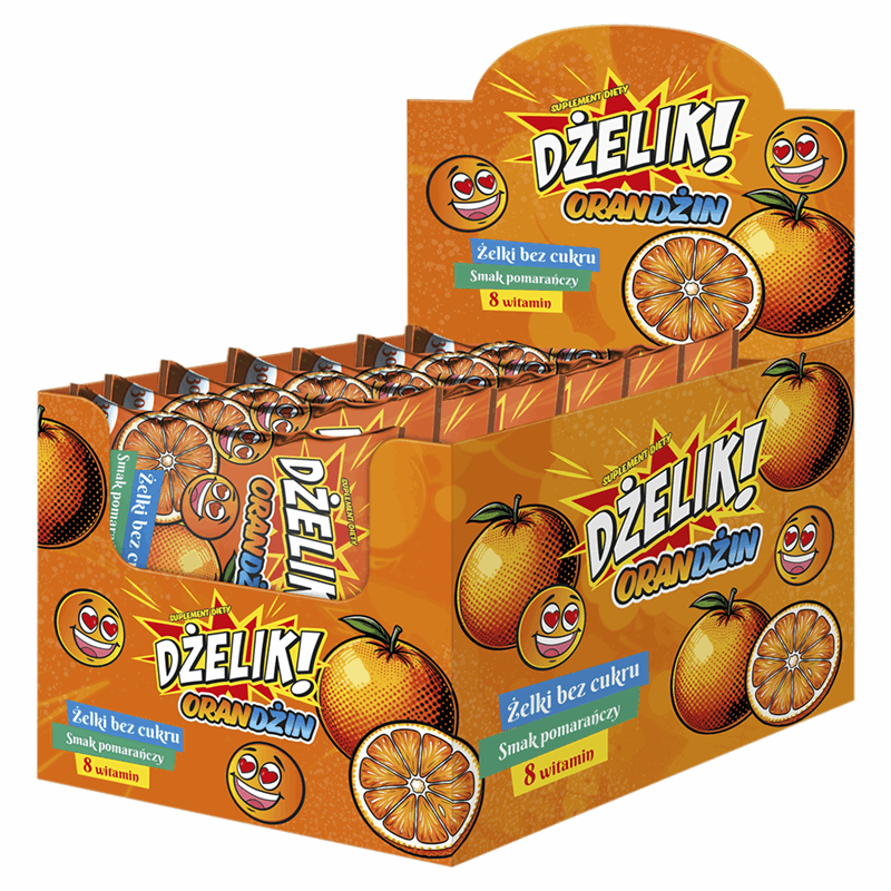 Dżelik! Orandżin Żelki bez cukru o smaku pomarańczy, 20 szt. x 30 g