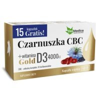 Ekamedica Czarnuszka CBC Gold + witamina D3 4000IU kapsułki na odporność, 75 szt.