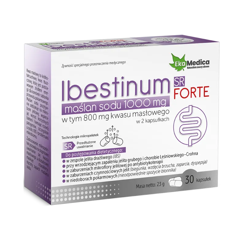 EkaMedica Ibestinum Forte SR Maślan sodu 1000 mg kapsułki, 30 szt.