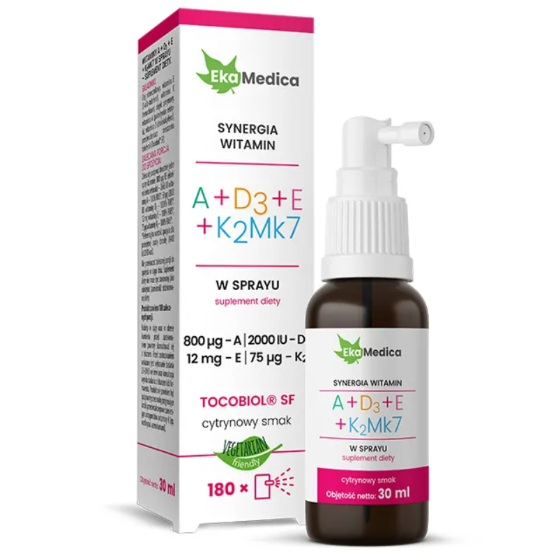 EkaMedica Witamina A + D3 + E + K2Mk7 w sprayu, 30 ml