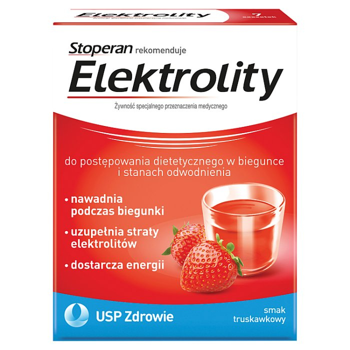 Elektrolity (smak truskawkowy) 7 saszetek z proszkiem do sporządzenia zawiesiny