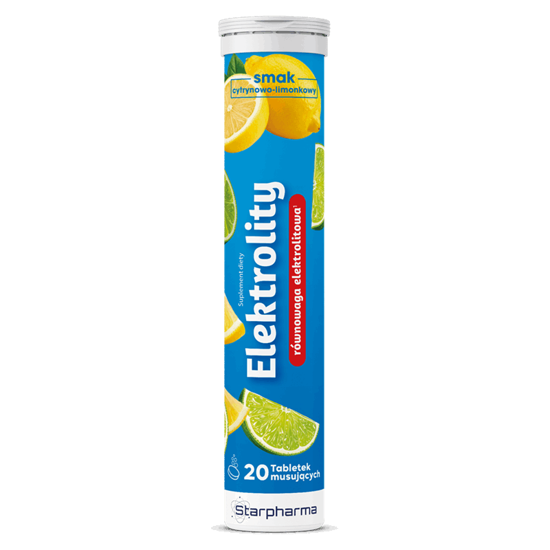 Elektrolity tabletki musujące o smaku cytrynowo-limonkowym, 20 szt.