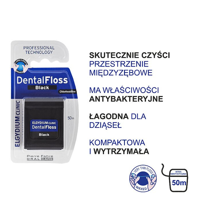 ELGYDIUM CLINIC BLACK Nici dentystyczna 50 m