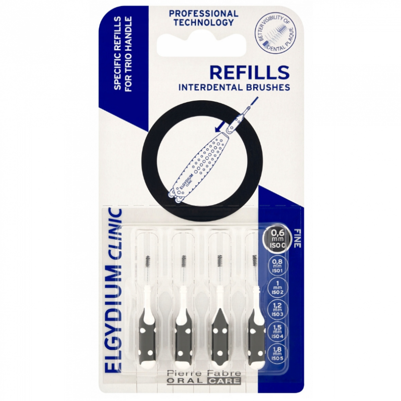 Elgydium Clinic Refill Wkłady do szczoteczek międzyzębowych czarne, 4 szt.