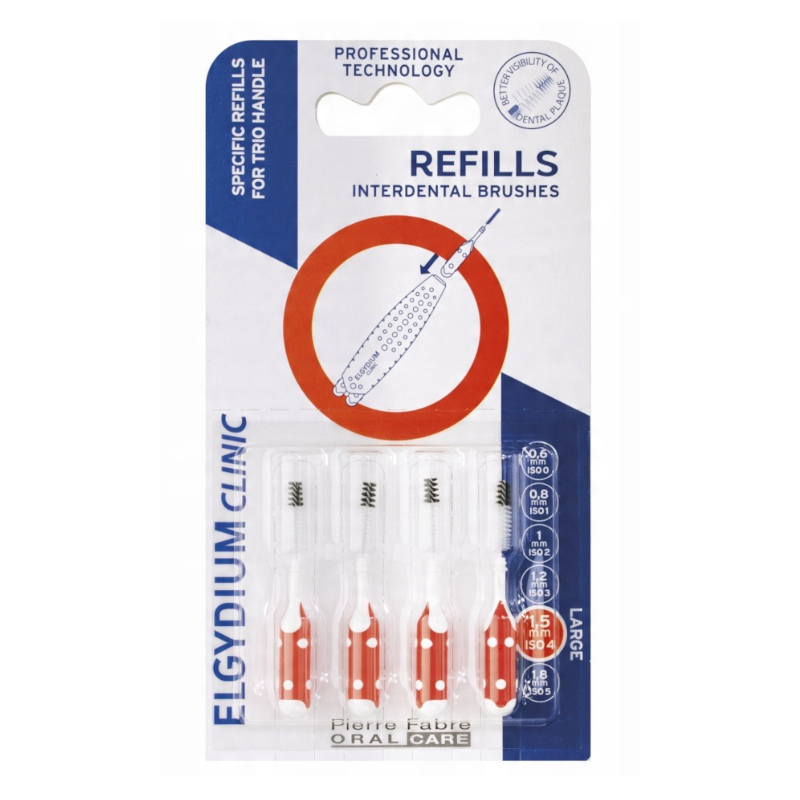 Elgydium Clinic Refill Wkłady do szczoteczek międzyzębowych czerwone, 4 szt.