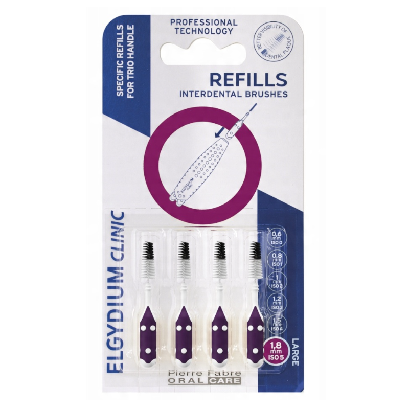 Elgydium Clinic Refill Wkłady do szczoteczek międzyzębowych fioletowe, 4 szt.