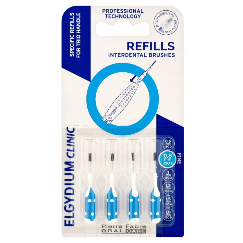 Elgydium Clinic Refill Wkłady do szczoteczek międzyzębowych niebieskie, 4 szt.