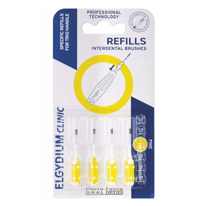 Elgydium Clinic Refill Wkłady do szczoteczek międzyzębowych żółte, 4 szt.