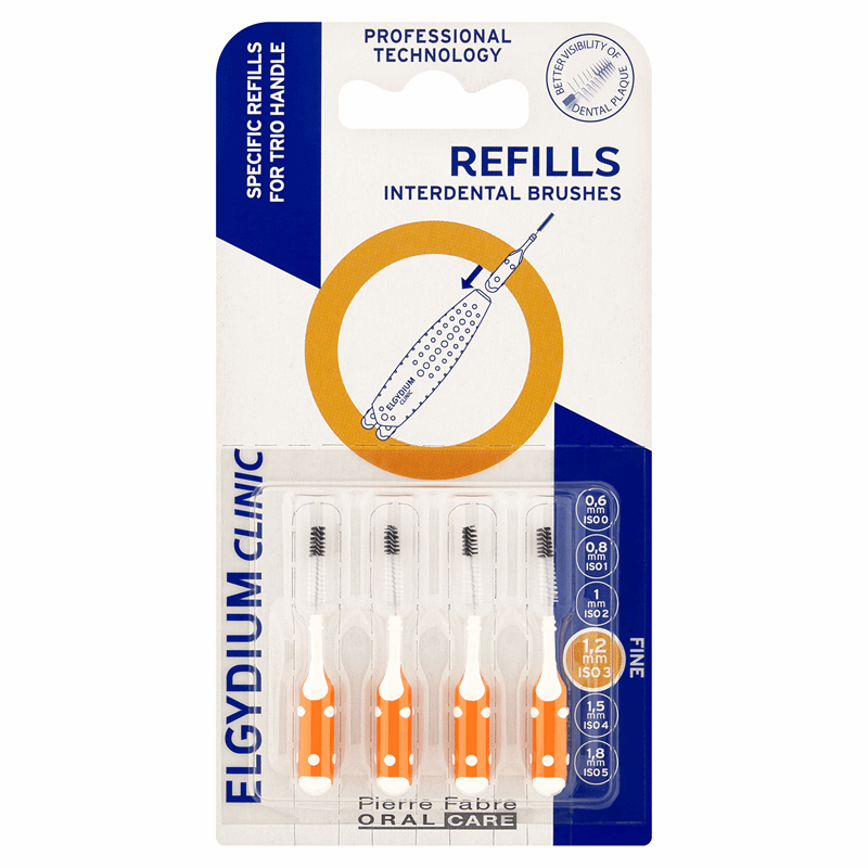Elgydium Clinic Refills Wkłady do szczoteczek międzyzębowych pomarańczowe 1,2 mm, 4 szt.