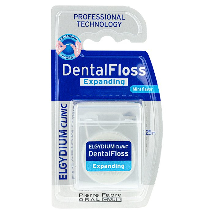 ELGYDIUM DENTAL FLOSS EXPANDING Nić dentystyczna pęczniejąca miętowa 25 m