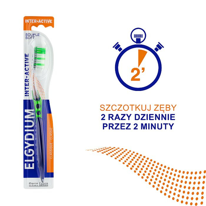 ELGYDIUM INTER-ACTIVE Szczoteczka do zębów ŚREDNIA 1 szt.