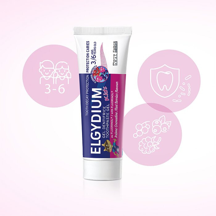 Elgydium Kids pasta do zębów w żelu o smaku czerwonych owoców, 50 ml