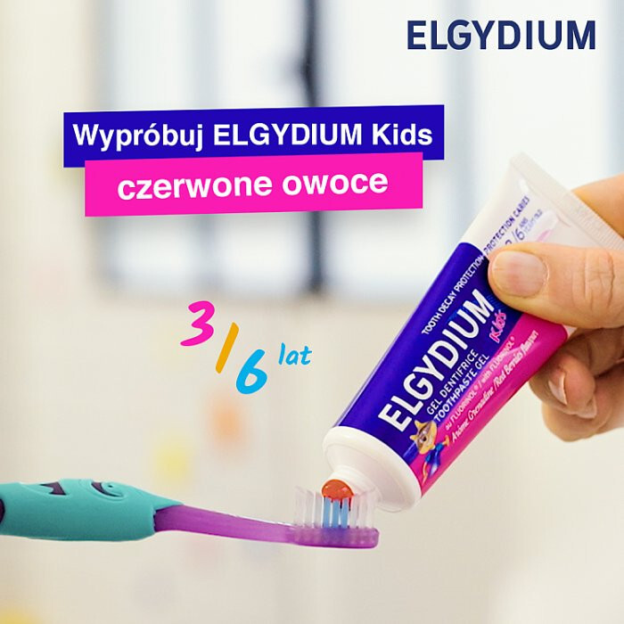 Elgydium Kids pasta do zębów w żelu o smaku czerwonych owoców, 50 ml