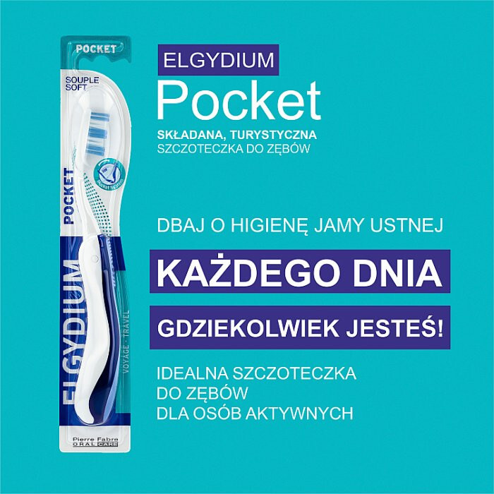 ELGYDIUM POCKET Szczoteczka do zębów kieszonkowa ŚREDNIA 1 szt.