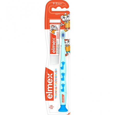 ELMEX Pasta dla dzieci 0-6 lat 12 ml + ELMEX Szczoteczka do zębów dla dzieci od 0-3 lat MIĘKKA 1 szt. ZESTAW!!!
