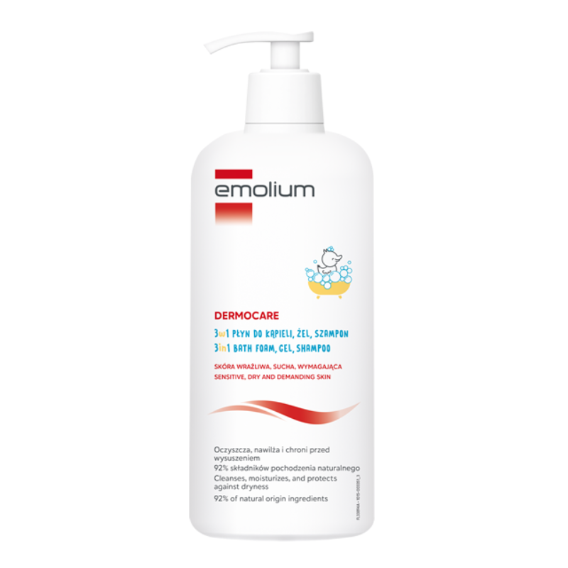 Emolium Dermocare 3w1 (Płyn do kąpieli, żel do mycia, szampon), 400 ml