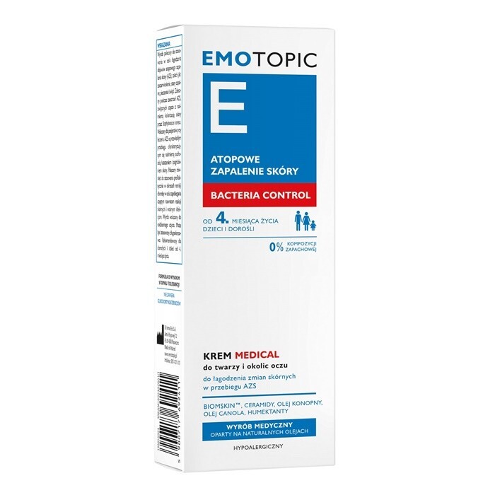 Emotopic Bacteria Control krem Medical do twarzy i okolic oczu, 50 ml