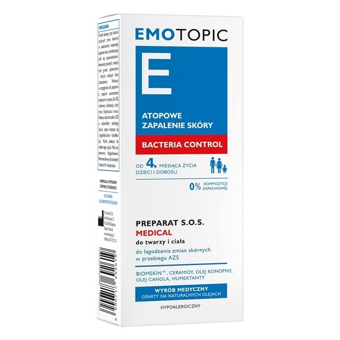 Emotopic Bacteria Control preparat S.O.S. Medical do twarzy i ciała, 30 ml