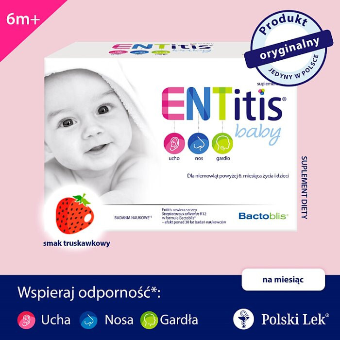 Entitis Baby smak truskawkowy saszetki, 30 szt.