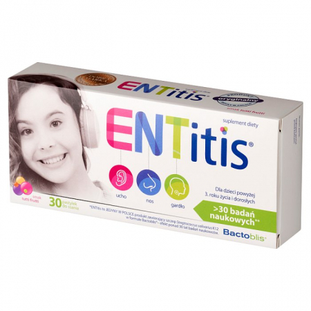 Entitis pastylki do ssania na gardło o smaku tutti-frutti, 30 szt.