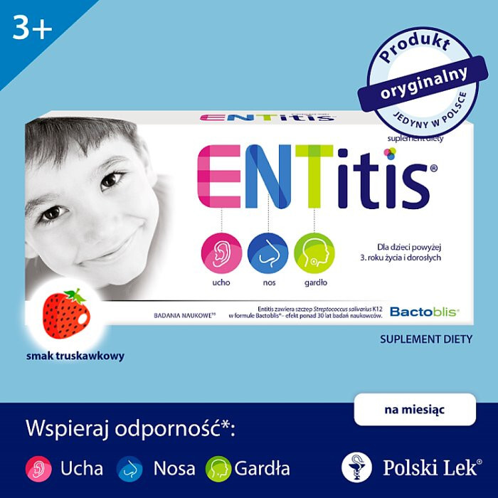 Entitis (smak truskawkowy) 30 pastylki do ssania