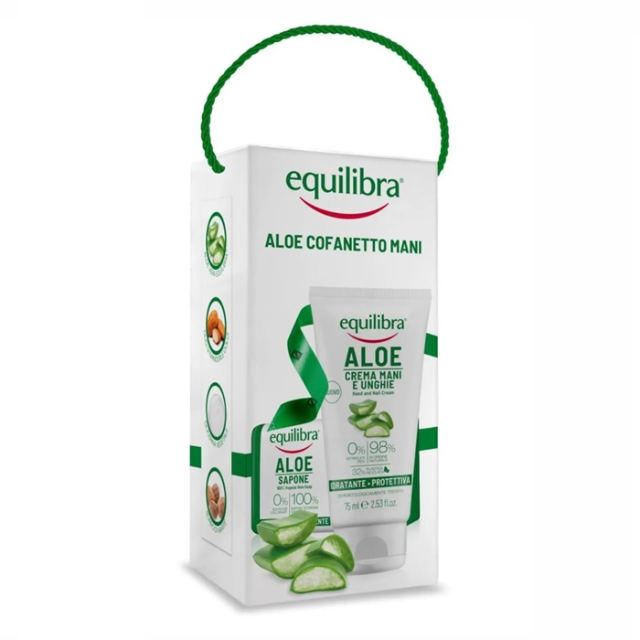 Equilibra Aloe Zestaw: mydło aloesowe, 100 g + krem do rąk i paznokci, 75 ml