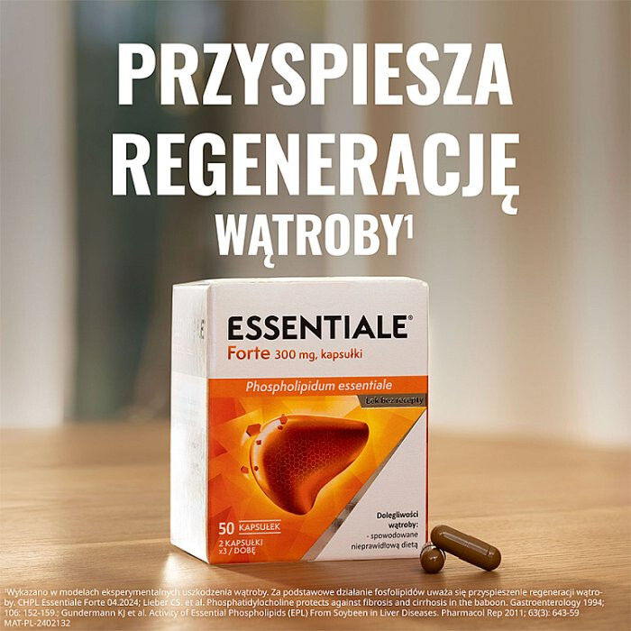Essentiale Forte 300 mg kapsułki twarde na dolegliwości wątrobowe, 50 szt.