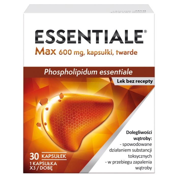 Essentiale Max 600 mg kapsułki twarde na dolegliwości wątrobowe, 30 szt.