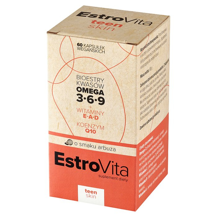 EstroVita Skin Teen kapsułki z Omega 3-6-9 o smaku arbuza, 60 szt.