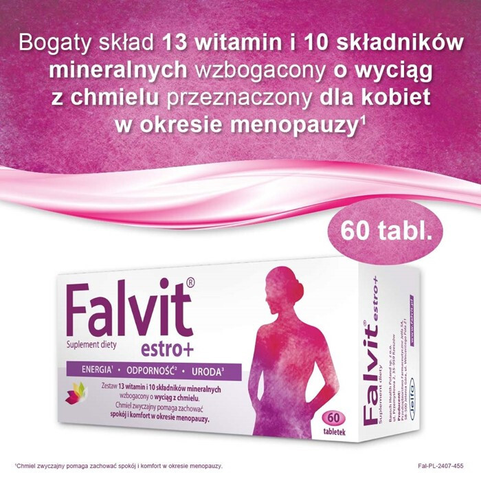 Falvit Estro+ tabletki dla kobiet w okresie menopauzy, 60 szt.