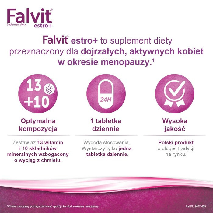 Falvit Estro+ tabletki dla kobiet w okresie menopauzy, 60 szt.