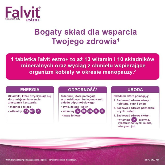 Falvit Estro+ tabletki dla kobiet w okresie menopauzy, 60 szt.
