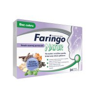 Faringo Natur pastylki do ssania na gardło smak czarna porzeczka, 24 szt.