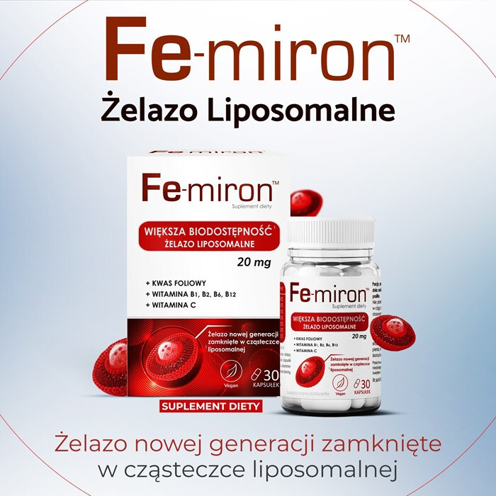 Fe-Miron kapsułki na wsparcie prawidłowego poziomu żelaza, 30 szt.