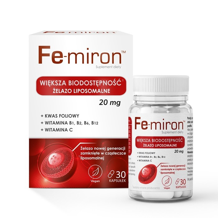Fe-Miron kapsułki na wsparcie prawidłowego poziomu żelaza, 30 szt.