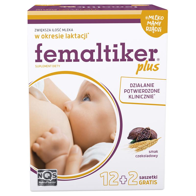 Femaltiker Plus smak czekoladowy saszetki, 14 szt.