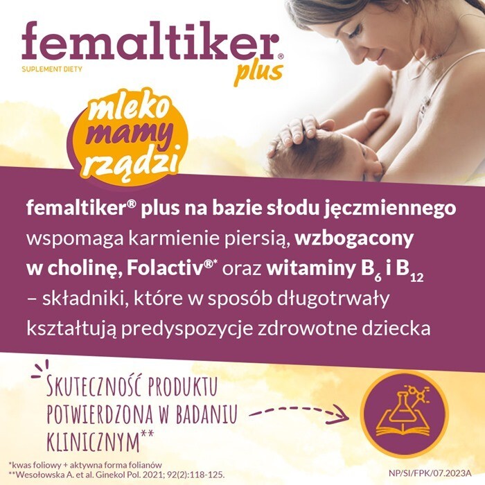 Femaltiker Plus saszetki na wsparcie laktacji o smaku karmelowym, 12 szt.