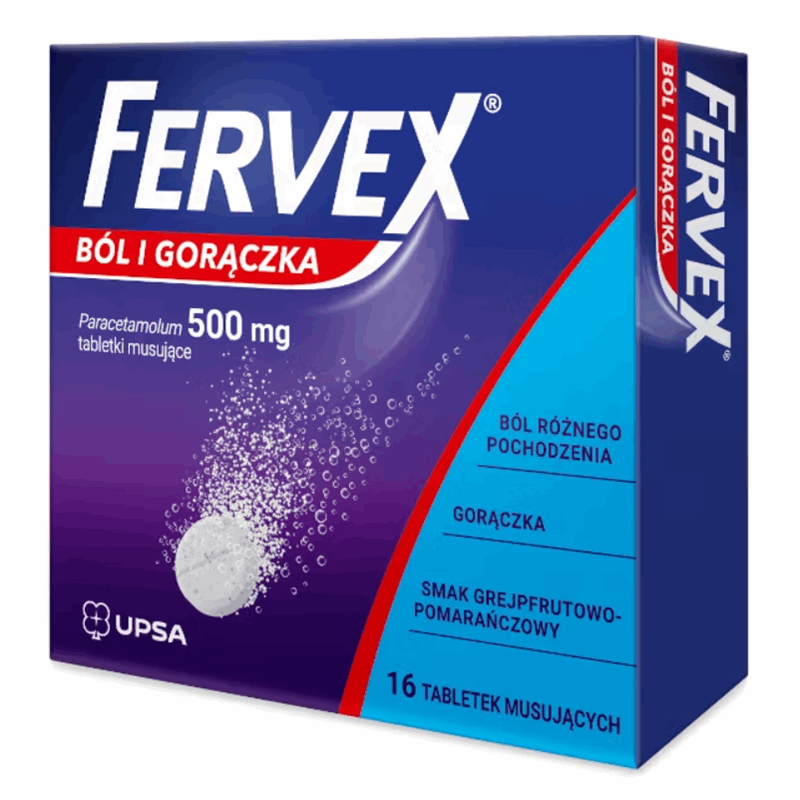 Fervex Ból i Gorączka 500 mg tabletki musujące, 16 szt.