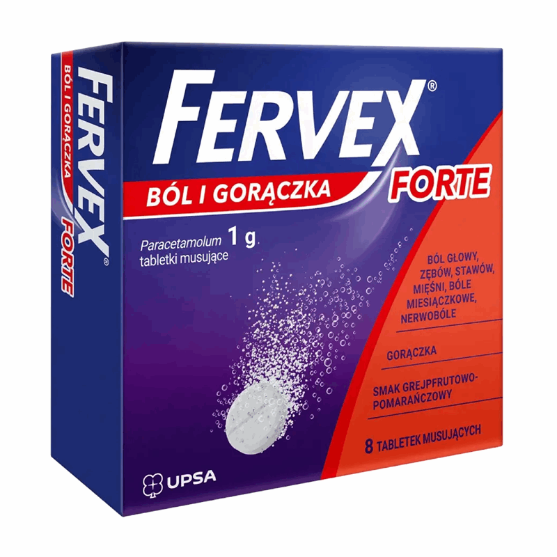 Fervex Ból i Gorączka Forte 1 g tabletki musujące, 8 szt.