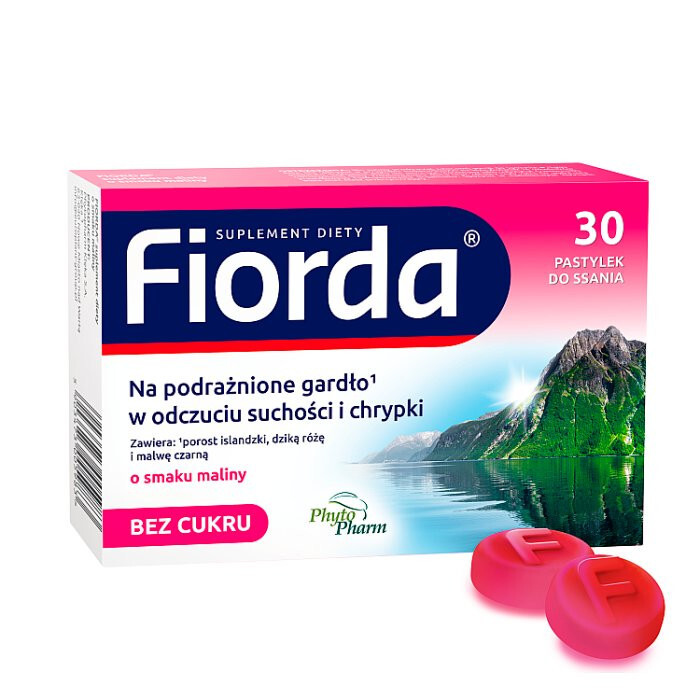 Fiorda pastylki do ssania o smaku maliNowym, 30 szt.